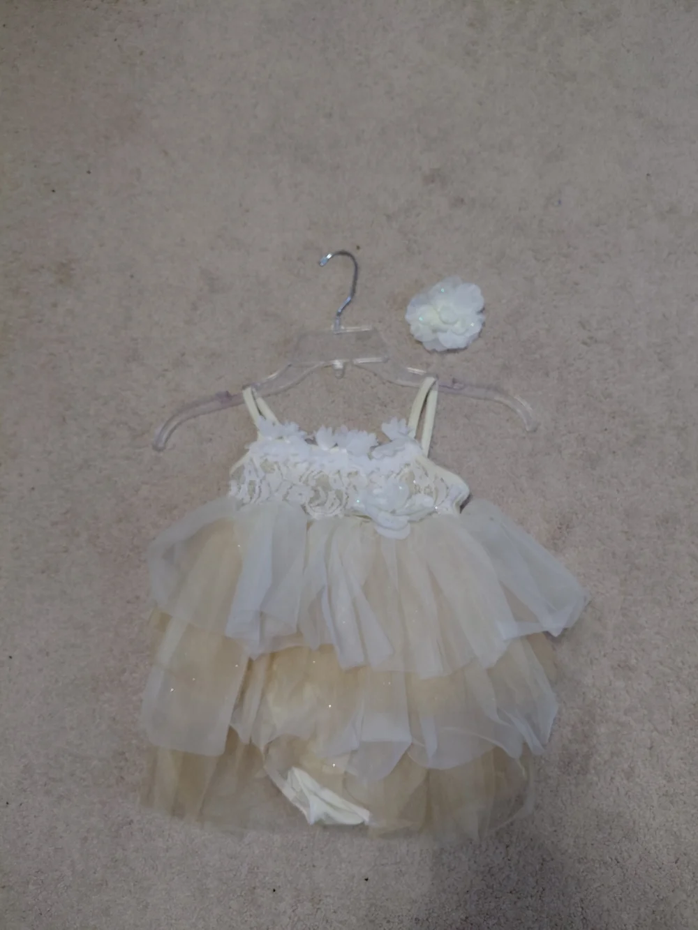 Ivory Floral Tulle Dance Costume for Kids